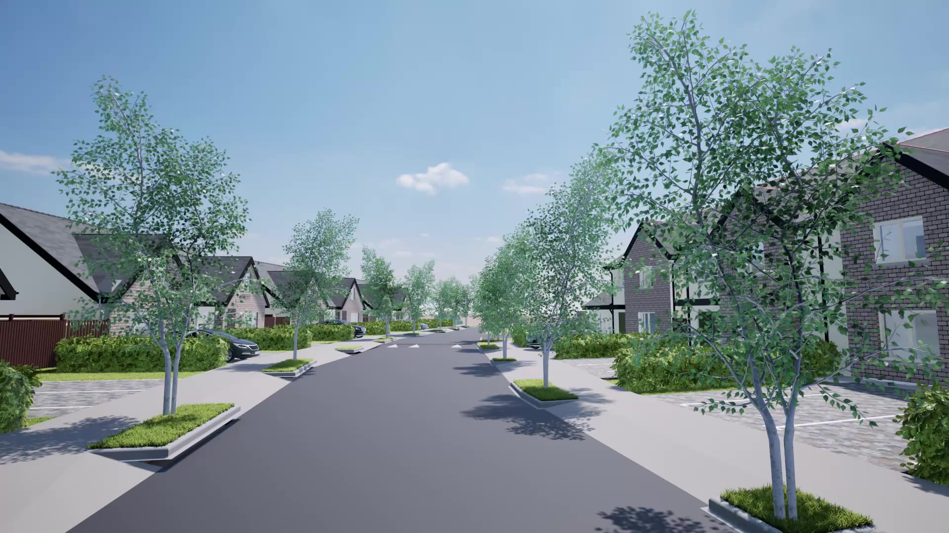 Street view of the new homes at The Drumlins, Virginia, County Cavan