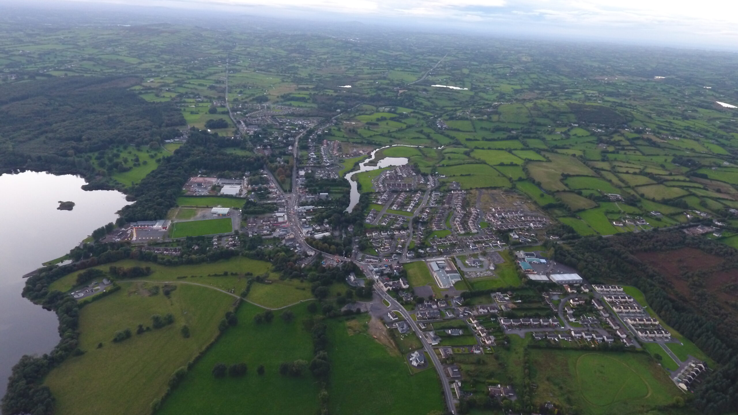 Aerial view of Virginia and Lough Ramor, County Cavan