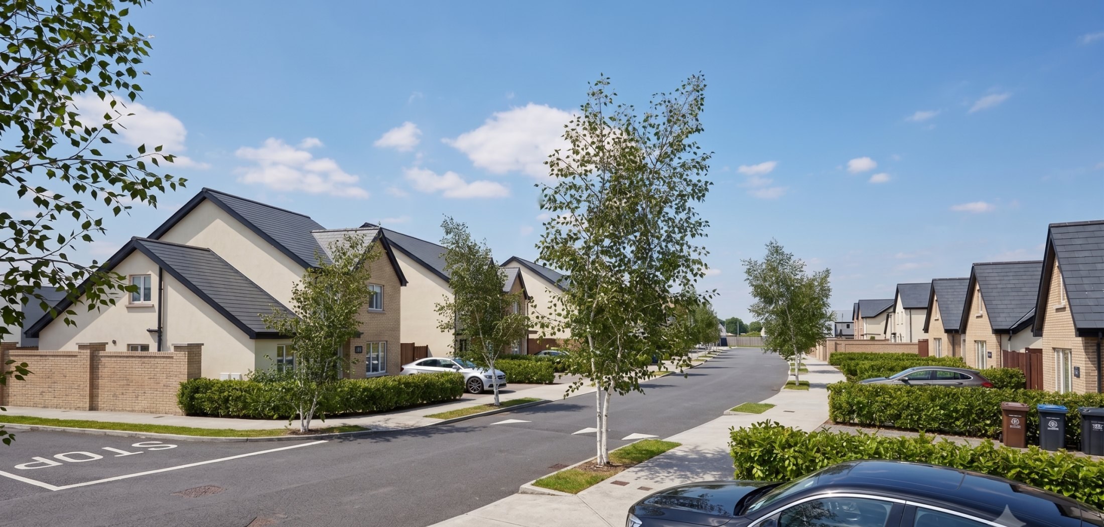 Street view of homes at The Drumlins